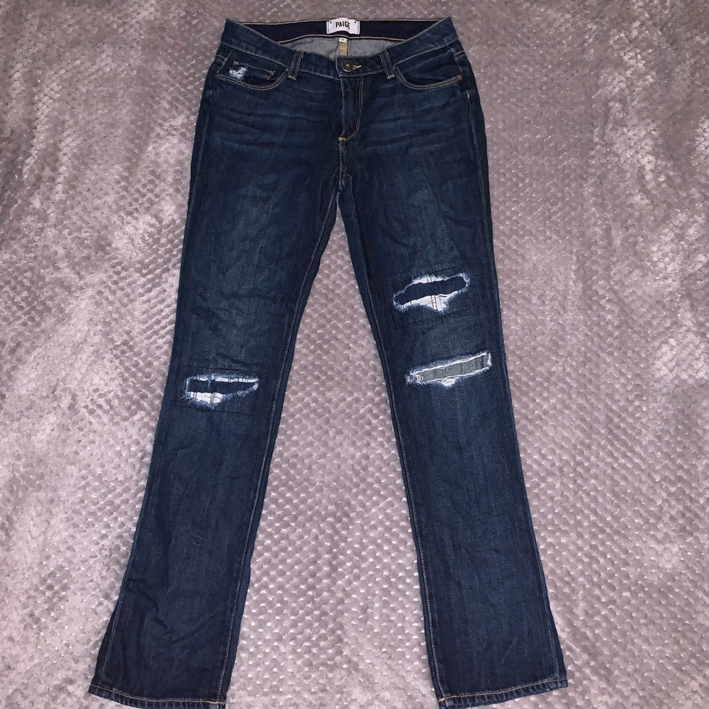 PAIGE Distressed Dark wash jeans